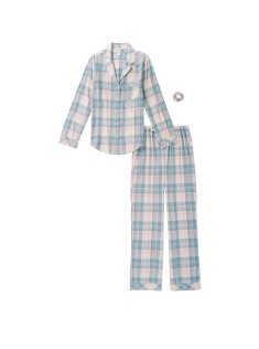 Піжама Victoria's Secret Flannel Long PJ Set Blue Rose plaid