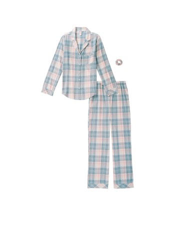 Пижама Victoria’s Secret Flannel Long PJ Set Blue Rose plaid