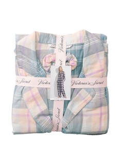 Піжама Victoria's Secret Flannel Long PJ Set Blue Rose plaid