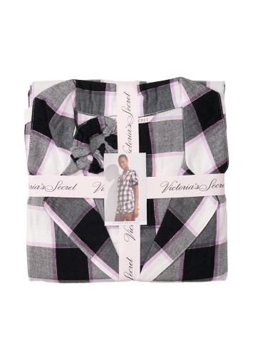 Піжама Victoria's Secret Flannel Short PJ Set Black plaid