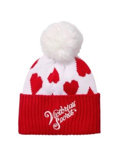 Шапка Victoria's Secret Red heart Pom-pom Hat