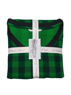 Піжама Victoria's Secret Thermal Long PJ Set Green plaid