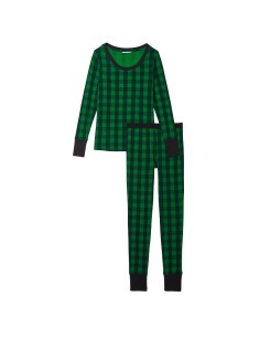 Піжама Victoria's Secret Thermal Long PJ Set Green plaid