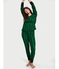 Піжама Victoria's Secret Thermal Long PJ Set Green plaid