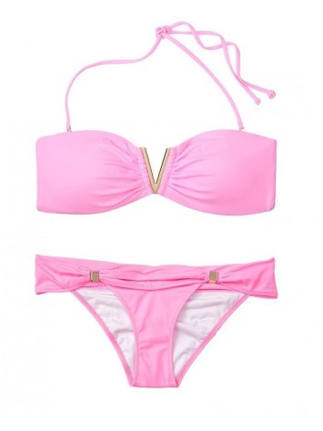 Купальник Вікторія Сікрет V-hardware Bandeau Shocking Pink