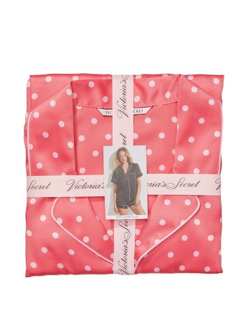 Піжама Cocktail Pink Polka Dot Satin Short PJ Set