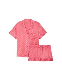 Пижама Cocktail Pink Polka Dot Satin Short PJ Set