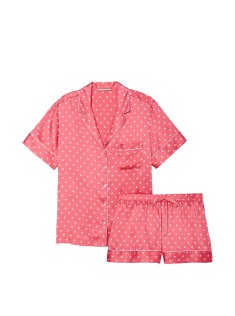 Піжама Cocktail Pink Polka Dot Satin Short PJ Set