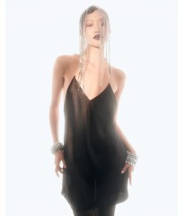 Пеньюар Victoria's Secret Satin Slip Dress Black Crystal