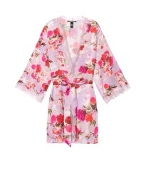 Сатиновый халат Victoria’s Secret  Lace Inset Robe Floral print