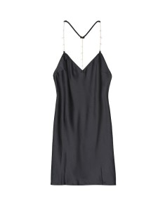 Пеньюар Victoria's Secret Satin Slip Dress Black Crystal