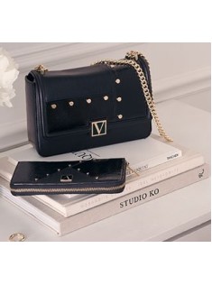 Гаманець Victorias Secret The Victoria Logo Zip Wallet Black & Gold dot