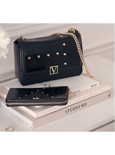 Кошелек Victoria’s Secret The Victoria Logo Zip Wallet Black & Gold dot