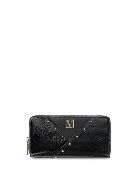 Кошелек Victoria’s Secret The Victoria Logo Zip Wallet Black & Gold dot