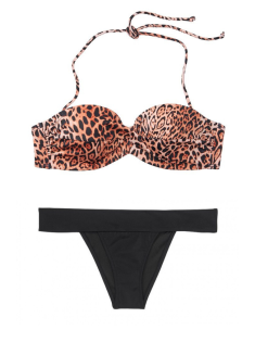 Купальник бандо з пушап Вікторія Сікрет Twist-front Bandeau Leopard