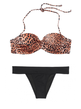 Купальник бандо з пушап Вікторія Сікрет Twist-front Bandeau Leopard