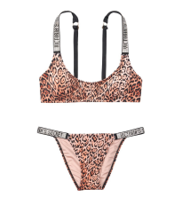 Купальник топ VS Shine Strap Leopard Tulum Scoop Swim Top & Bikini panty