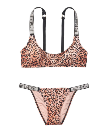Купальник топ VS Shine Leopard Tulum Scoop Swim Top &  Bikini panty