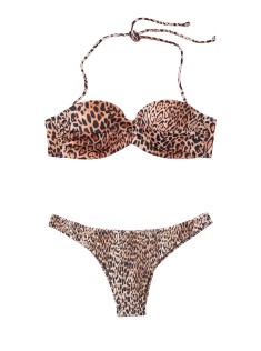 Купальник бандо Вікторія Сікрет Twist-front Bandeau Leopard print