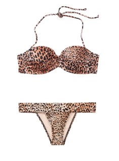 Купальник бандо Вікторія Сікрет Twist-front Bandeau push-up Leopard print