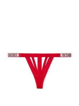 Трусики зі стразами VS Banded Shine Strap Thong Panty Lipstick