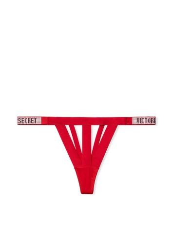 Трусики зі стразами VS Banded Shine Strap Thong Panty Lipstick