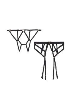 Комплект Трусики з поясом VS Very Sexy Black Strappy Ring Cheekini