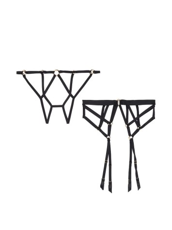 Комплект Трусики з поясом VS Very Sexy Black Strappy Ring Cheekini