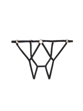 Трусики Victoria's Secret Very Sexy Black Strappy Ring Cheekini panty