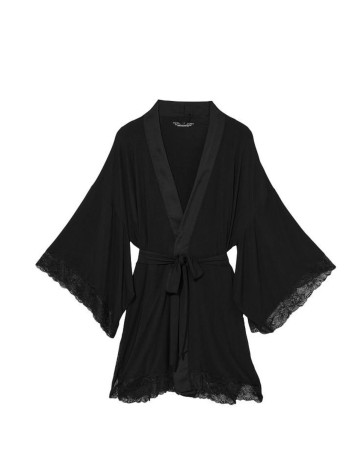 Халат Heavenly by Victoria's Secret Black Lace Modal Kimono