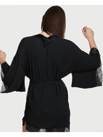 Халат Heavenly by Victoria's Secret Black Lace Modal Kimono