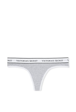 Трусики VS Stretch Cotton Logo Grey Thong Panty