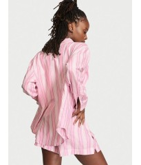 Пижама Victoria’s Secret Flannel long-sleeve Short PJ Set Pink Stripes