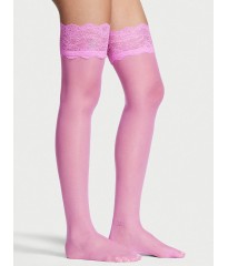 Чулки Lace Top Thigh Highs with Reinforced Heel Pink