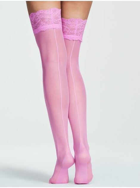 Панчохи Lace Top Thigh Highs with Reinforced Heel Pink