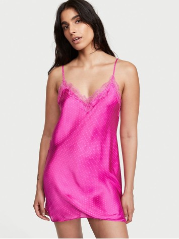 Пеньюар Satin Slip Dress Pin Dot Fuchsia Frenzy