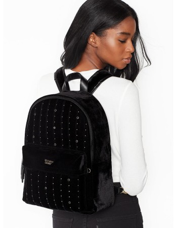РЮКЗАК Victoria's Secret - Velvet stud city backpack, black