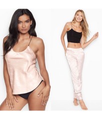 Сатиновые пижама Victoria’s Secret Satin PJ SET MAUVE CHALK