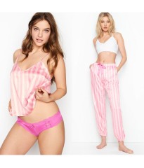 Пижама сатиновая Victoria’s Secret в розовую полоску