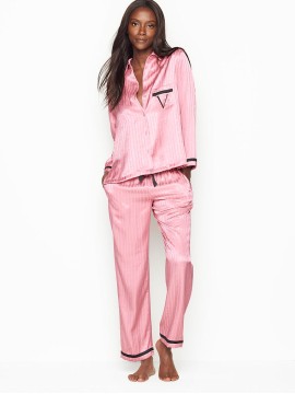 Пижама Victoria’s Secret The Satin PJ Set Pink Stripes