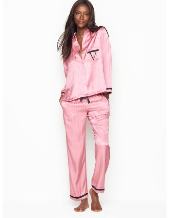 Пижама Victoria’s Secret The Satin PJ Set Pink Stripes