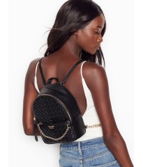 Черный рюкзак Victoria’s Secret Embellished V-Quilt VS Small City Backpack Black
