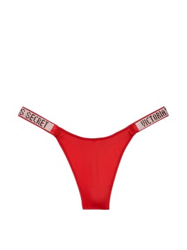 Трусики Victoria Secret Viry Sexy Crystal Logo Shine Strap Thong Panty Lipstick
