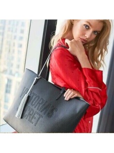 Пляжна сумка Victoria Secret Beach Black Logo Tote