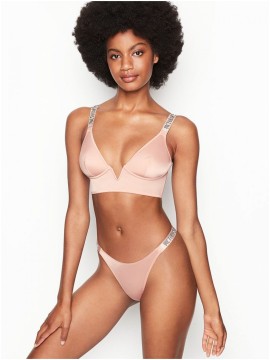 Комплект белья Victoria’s Secret Very Sexy Lux Plunge Bra Embellished Strap V-WIRE Long Line Rose tan