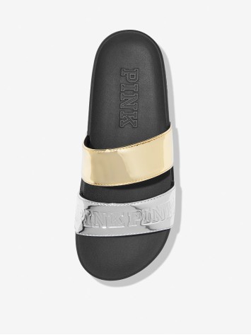 Шлепки VICTORIA'S SECRET PINK SILVER &amp; GOLD METALLIC