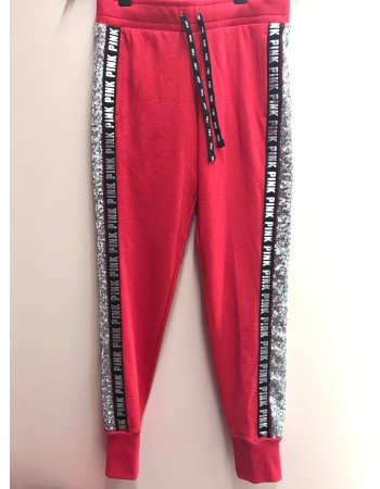 Штаны спортивные красные Victoria's Secret - Red Pepper Sequin Perfect Skinny Jogger - XS(р)