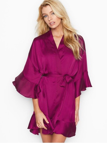Халат Victoria's Secret Satin FLOUNCE KIMONO Fuchsia