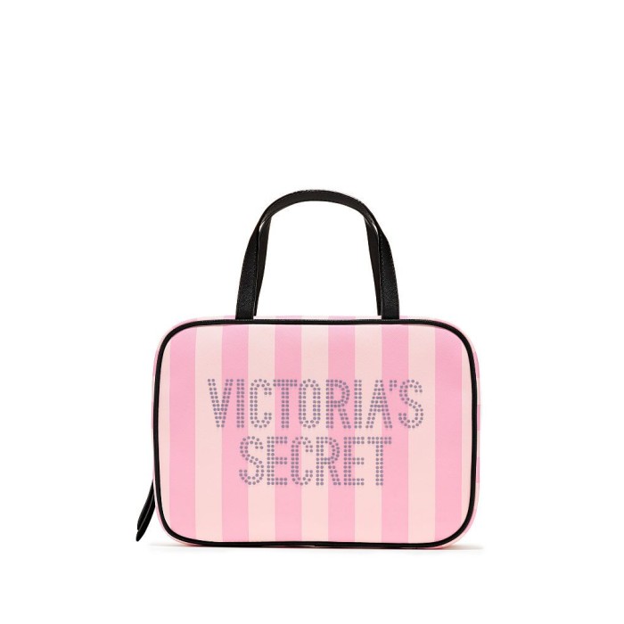 ТРЭВЕЛ КЕЙС ВИКТОРИЯ СИКРЕТ - Signature Stripe Jetsetter Travel Case PINK