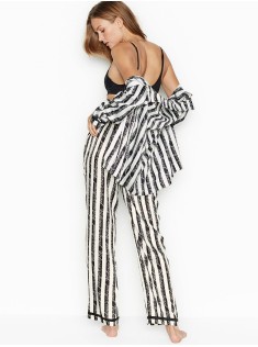Піжама в смужку Victoria's Secret - Satin PJ Set - BLACK/WHITE SCRIPT STRIPE